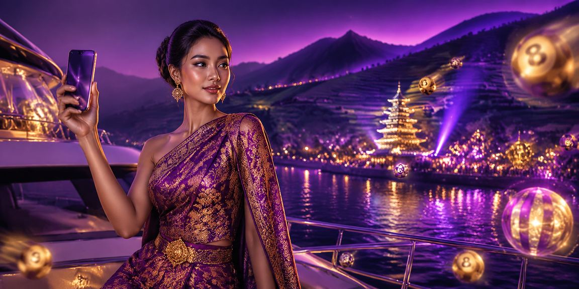 Tampilan neon lottery dengan efek cahaya biru dan angka berputar